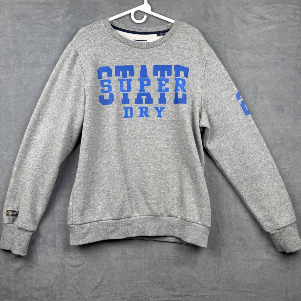 Superdry Athletic Sporting Goods Gray Crewneck Sweatshirt 2XL "STATE‎ SUPER DRY"